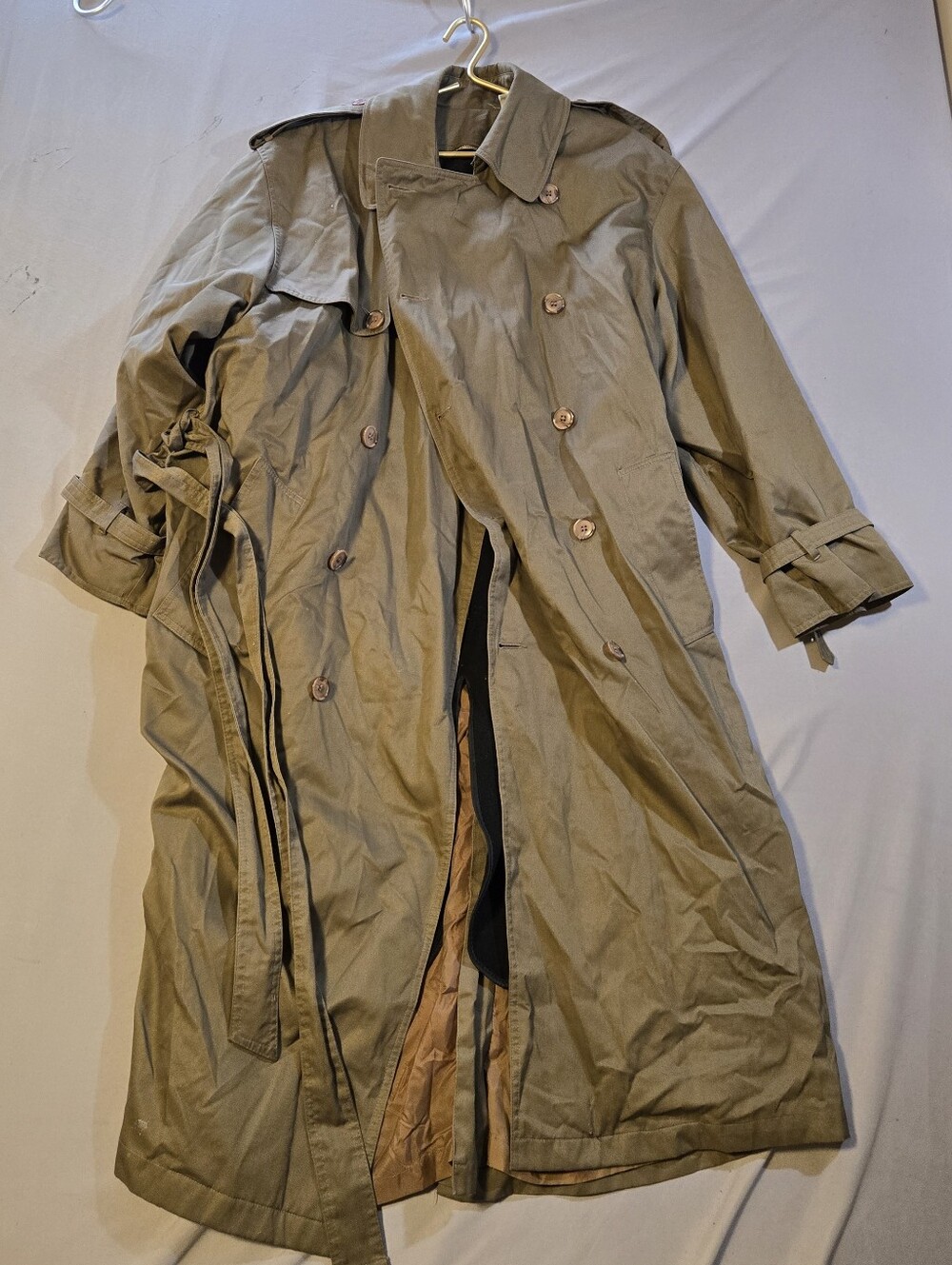Cezar Chiano VTG Khaki Trench Coat - Double-Breasted Sz 38